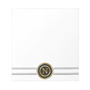 Elegant Gold Monogram N Notepad