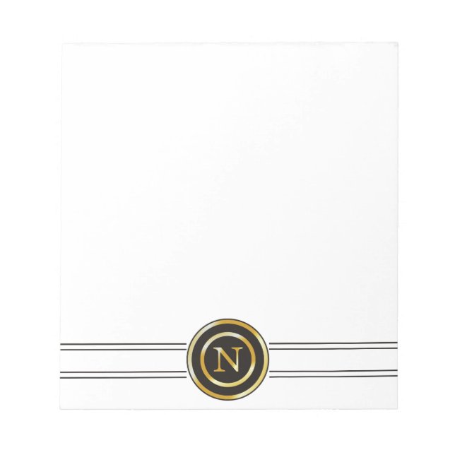 Elegant Gold Monogram N Notepad (Front)