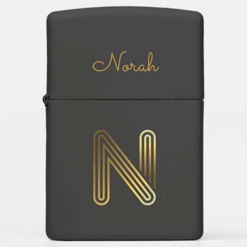 Elegant Gold Monogram N Zippo Lighter