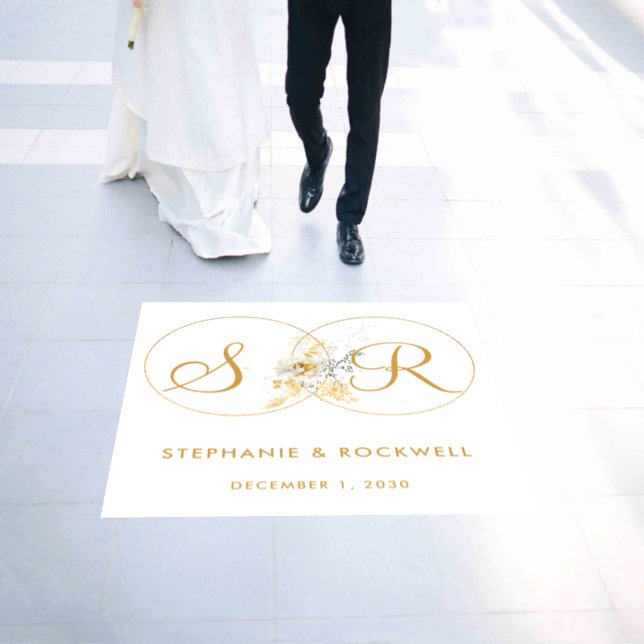 Elegant Gold Monogram Name Initial Wedding   Floor Decals (Wedding)