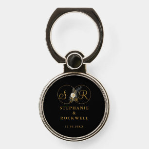 Elegant Gold Monogram Name Initial Wedding Phone Ring Stand