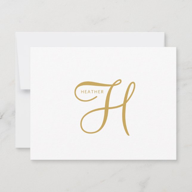Elegant Gold Monogram  Note Card (Front)