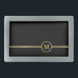 Elegant gold Monogram on black Belt Buckle<br><div class="desc">Elegant gold Monogram on black background.
You must know that you get a photo!</div>