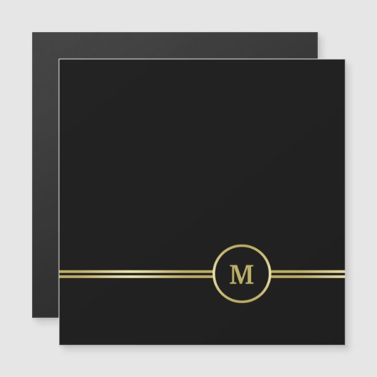 Elegant gold Monogram on black  Checkbook Cover (Front/Back)