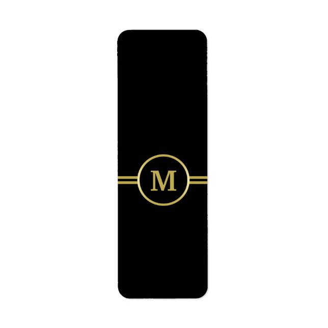 Elegant gold Monogram on black Label (Front)