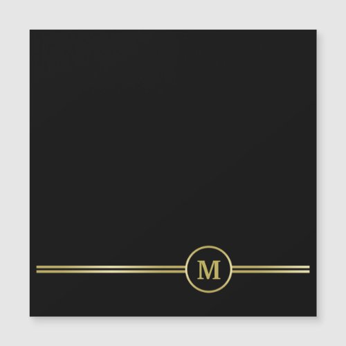 Elegant gold Monogram on black  Magnetic Card