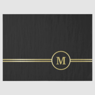 Elegant gold Monogram on black  Tissue Paper