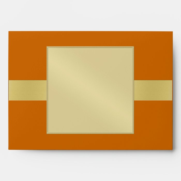 Elegant Gold Monogram Orange Wedding Envelope