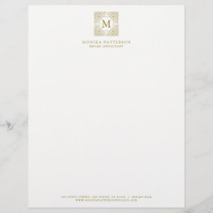 Elegant Gold Monogram Ornamental Frame Letterhead