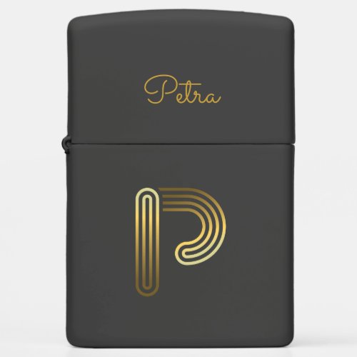 Elegant Gold Monogram P Zippo Lighter