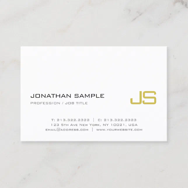 Elegant Gold Monogram Plain Modern Luxury Trendy Business Card | Zazzle
