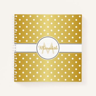 Elegant Gold Monogram Polka Dot Pattern