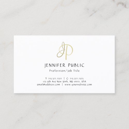 Elegant Gold Monogram Professional Simple Plain Business Card