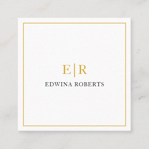 Elegant Gold Monogram Professional Square Business Card