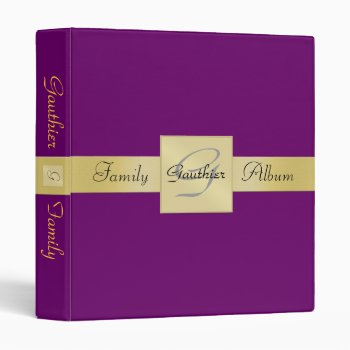 Elegant Gold Monogram Purple Family Album Binder by TheInspiredEdge at Zazzle