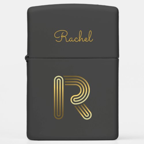 Elegant Gold Monogram R Zippo Lighter