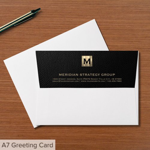 Elegant Gold Monogram Return Address Envelope