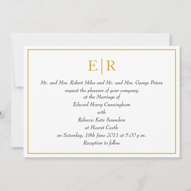 Elegant Gold Monogram Royal Wedding Invitation (Front)