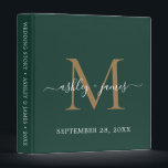 Elegant Gold Monogram Script Dark Green Wedding 3 Ring Binder<br><div class="desc">Chic wedding album with your stylish monogram initial in gold and your names in white elegant handwritten script calligraphy on a dark green background. Simply add your names, monogram and wedding date. A beautiful wedding keepsake gift album for all your wedding photos and memories. Exclusively designed for you by Happy...</div>
