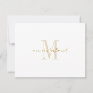 Elegant Gold Monogram Script Serif Note Card