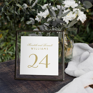 Elegant Gold Monogram Square Table Number Card