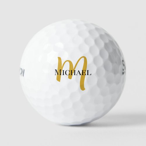 Elegant Gold Monogram Srixon Soft Feel 3 Pack Golf Balls