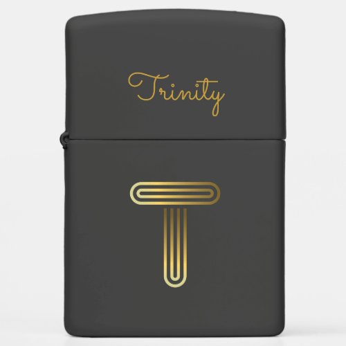 Elegant Gold Monogram T Zippo Lighter