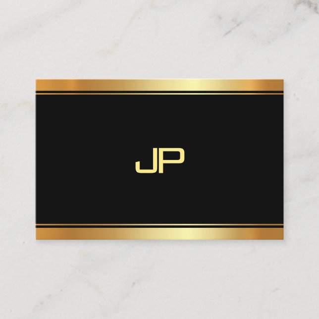 Elegant Gold Monogram Template Modern Professional Business Card (Front)