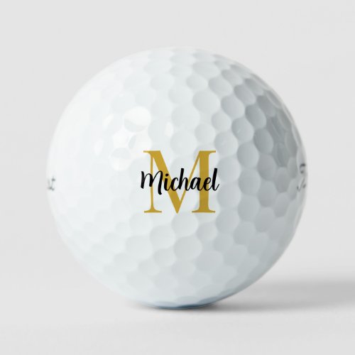 Elegant Gold Monogram Titleist Pro V1 3 Pack Golf Balls