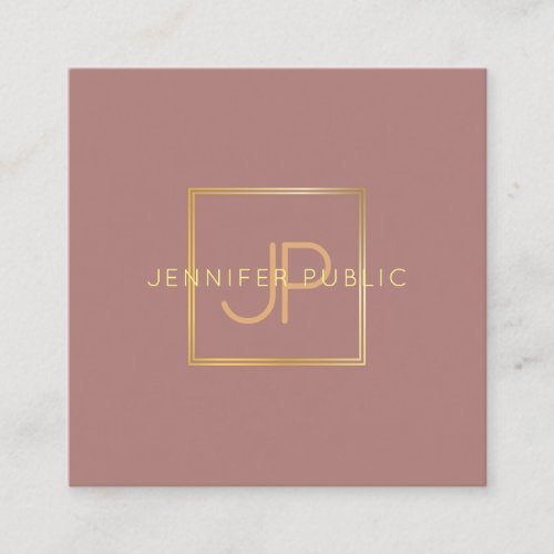 Elegant Gold Monogram Trendy Modern Template Square Business Card