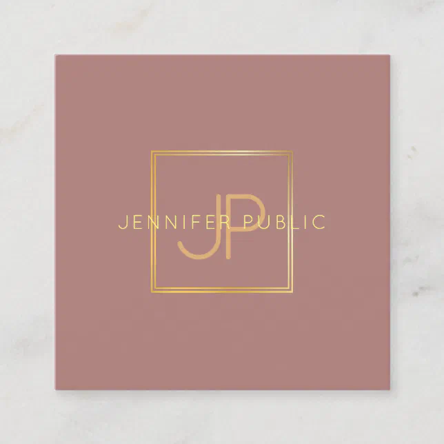 Elegant Gold Monogram Trendy Modern Template Square Business Card | Zazzle