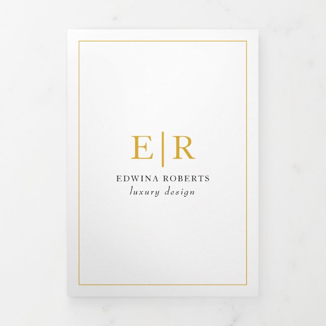 Elegant Gold Monogram Trifold Brochure (Cover)