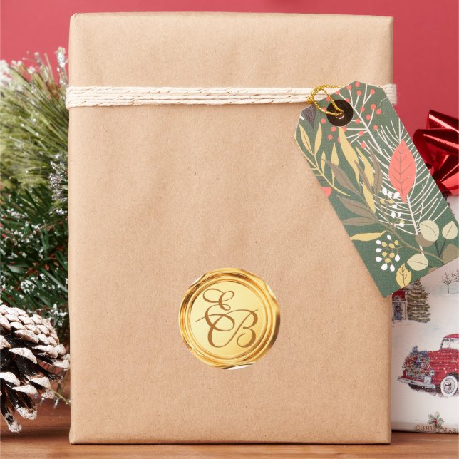 Elegant Gold Monogram Wax Seal Wedding Envelope (Holiday)