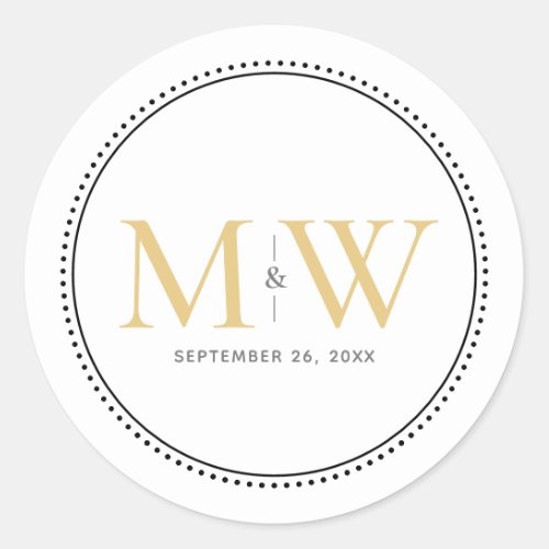 Elegant Gold Monogram Wedding Classic Round Sticker