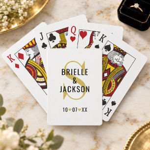 Elegant Gold Monogram Wedding Custom Poker Cards