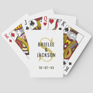 Elegant Gold Monogram Wedding Custom Poker Cards