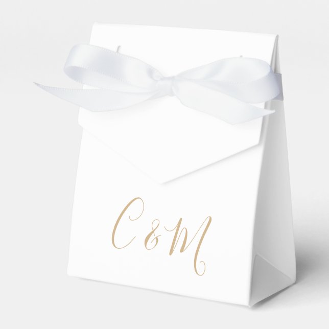 Elegant Gold Monogram Wedding Favor Box (Front Side)