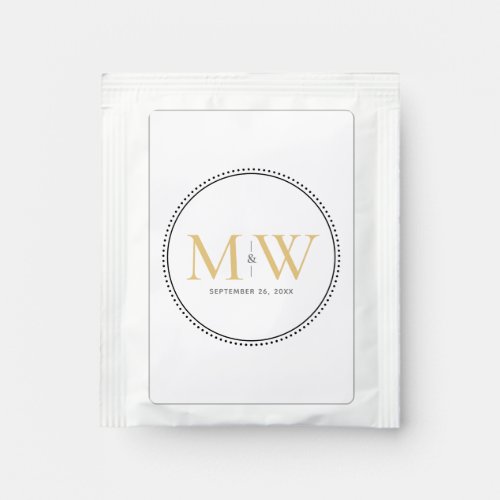 Elegant Gold Monogram Wedding Favor Tea Bag Drink Mix
