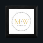 Elegant Gold Monogram Wedding Gift Box<br><div class="desc">Elegant Gold Monogram with Black Milgrain border. The dotted border is reminiscent of milgrain,  which is a jewelry-detailing technique often used for engagement and wedding rings. The milgrain border adds both a modern and elegant style to this monogrammed keepsake gift box.</div>