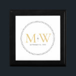 Elegant Gold Monogram Wedding Gift Box<br><div class="desc">Elegant Gold Monogram with Black Milgrain border. The dotted border is reminiscent of milgrain,  which is a jewelry-detailing technique often used for engagement and wedding rings. The milgrain border adds both a modern and elegant style to this monogrammed keepsake gift box.</div>