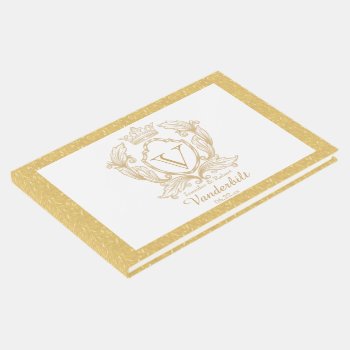 Elegant Gold Monogram Wedding Guest Book by NoteableExpressions at Zazzle