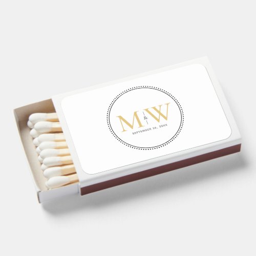 Elegant Gold Monogram Wedding Matchboxes
