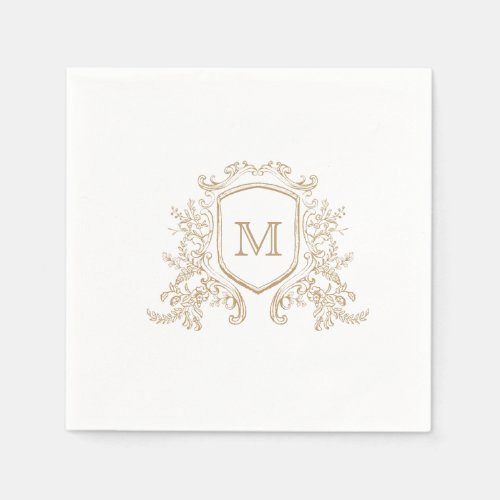 Elegant  Gold Monogram Wedding Napkin