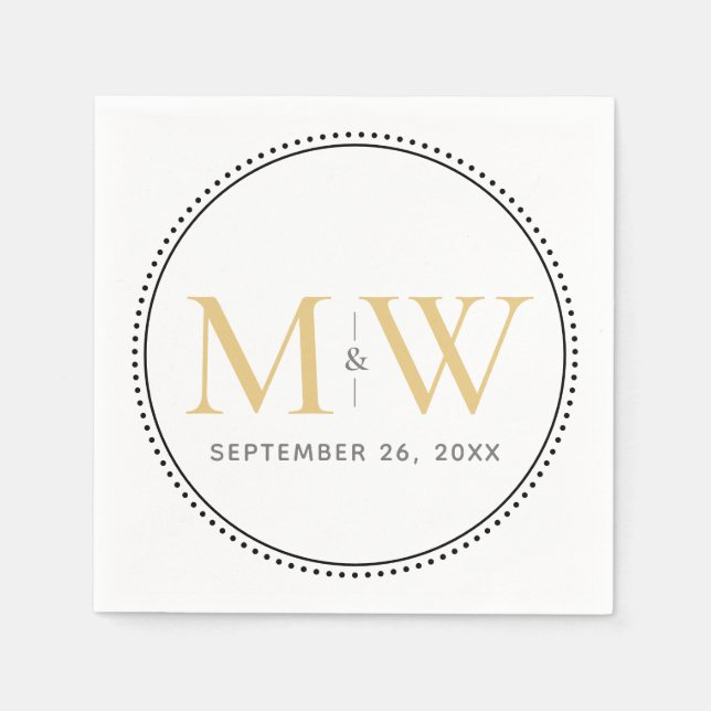 Elegant Gold Monogram Wedding Napkins (Front)