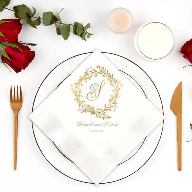 Elegant Gold Monogram Wedding Napkins (Creator Uploaded)