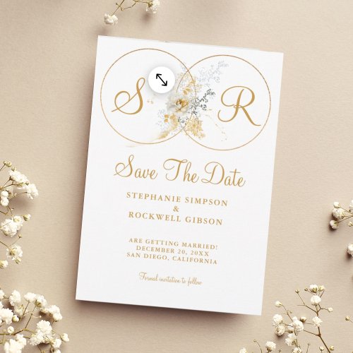 Elegant Gold Monogram Wedding   Save The Date