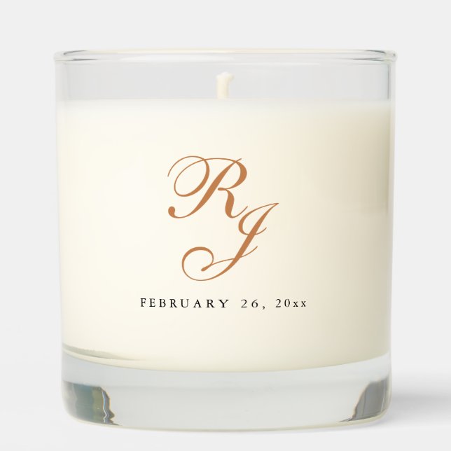 Elegant Gold Monogram Wedding Scented Candle (Front)
