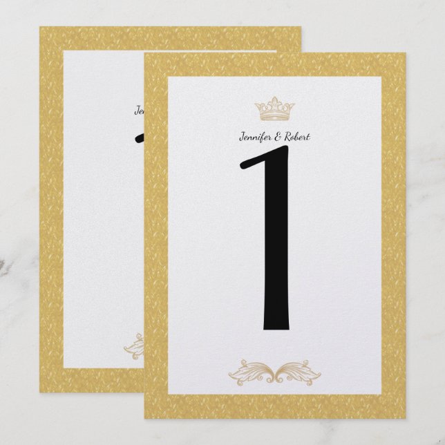 Elegant Gold Monogram Wedding Table Number (Front/Back)