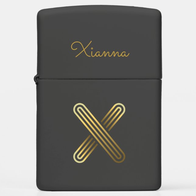 Elegant Gold Monogram X, Zippo Lighter (Front)