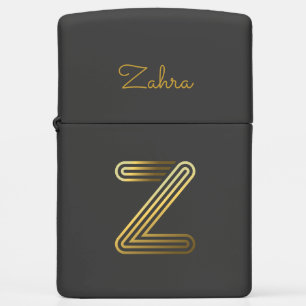 Elegant Gold Monogram Z, Zippo Lighter